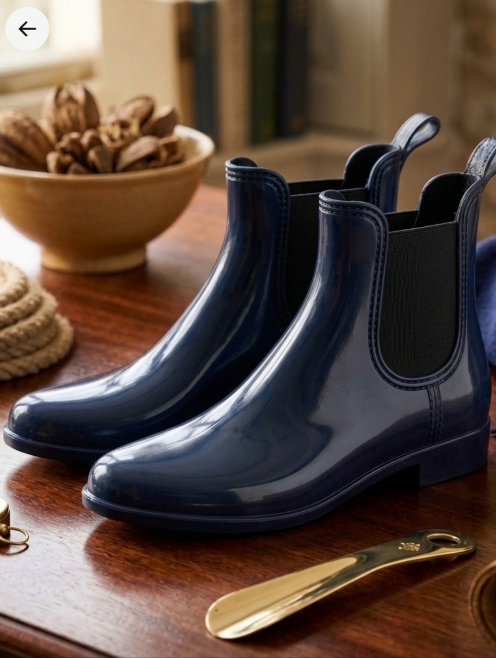 J. Crew Women's Blue Pull On Chelsea Rubber Ankle Rain Boots Size 9